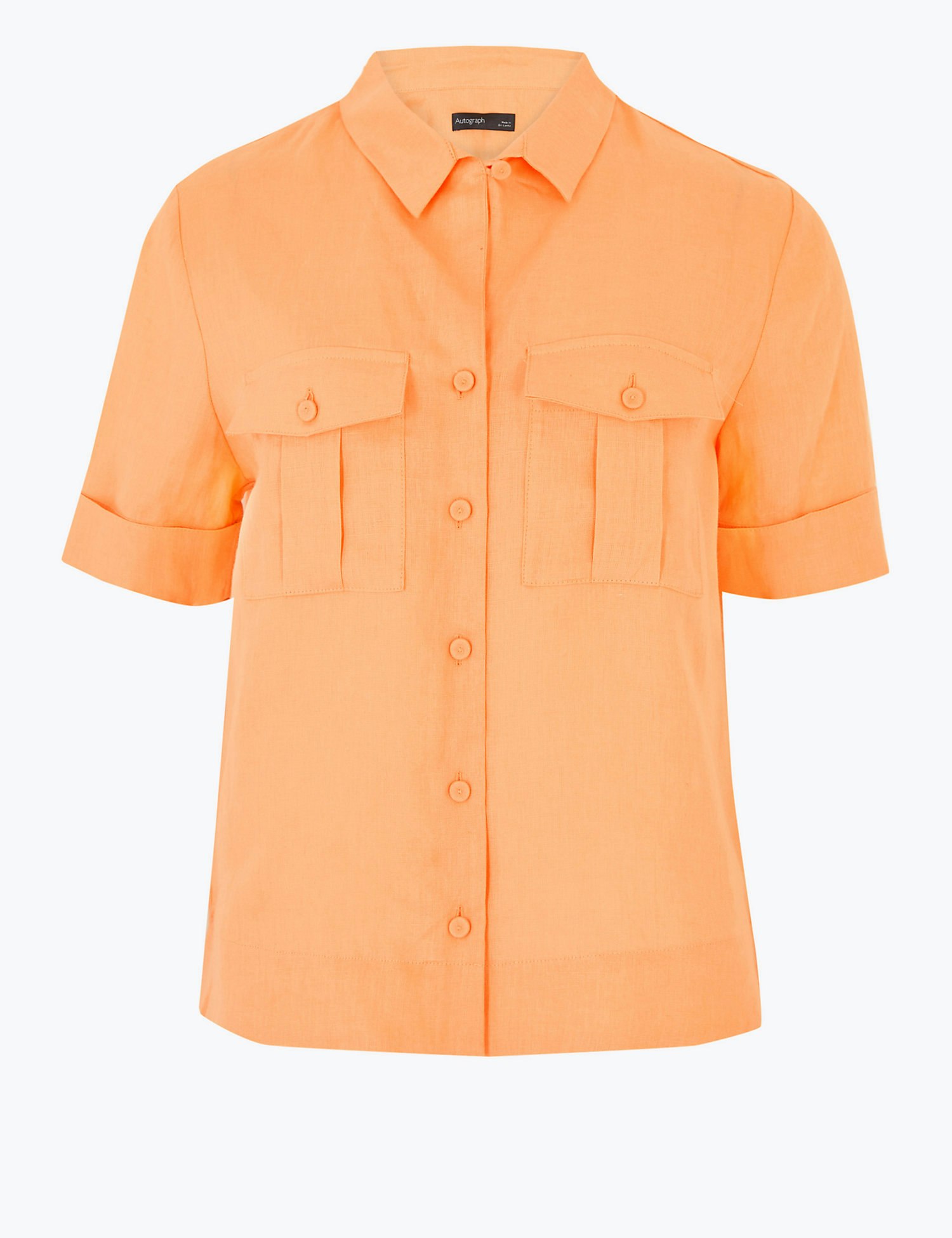 M&S ladies Pure linen shirt size 28 BNWT RRP £27.50 Orange Colour